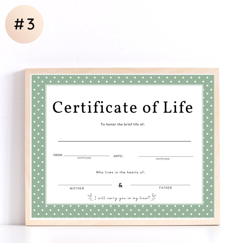 Certificate of life For pregnancy loss Printable, miscarriage gift, miscarriage wall art, miscarriage printable image 4