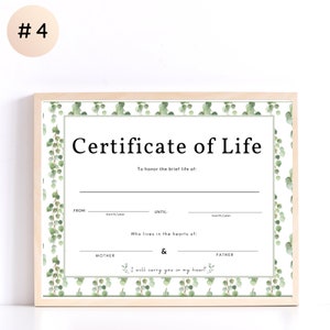 Certificate of life For pregnancy loss Printable, miscarriage gift, miscarriage wall art, miscarriage printable image 5