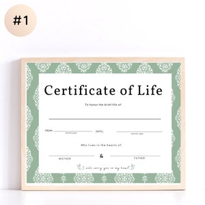 Certificate of life For pregnancy loss Printable, miscarriage gift, miscarriage wall art, miscarriage printable image 2