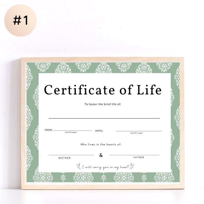 Certificate of life For pregnancy loss Printable, miscarriage gift, miscarriage wall art, miscarriage printable image 2