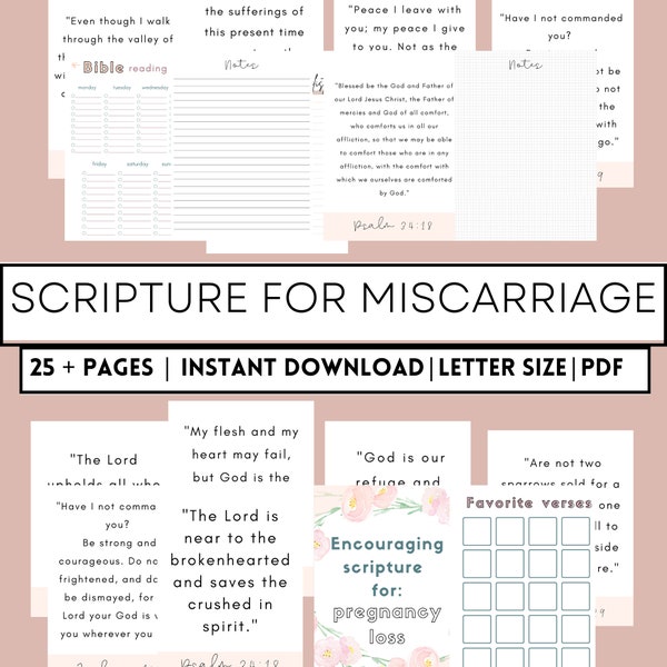 Encouraging scriptures for: Miscarriage/ Pregnancy loss {20 + PAGES}  Pregnancy loss, bereavement, miscarriage gift, baby loss, war room