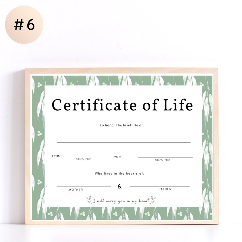 Certificate of life For pregnancy loss Printable, miscarriage gift, miscarriage wall art, miscarriage printable image 7