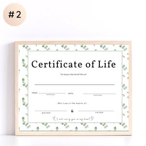 Certificate of life For pregnancy loss Printable, miscarriage gift, miscarriage wall art, miscarriage printable image 3