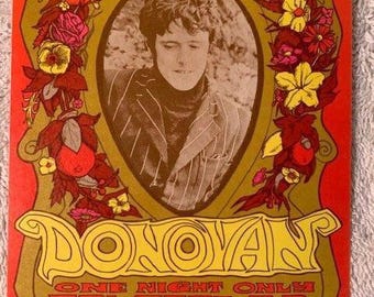 Bill Graham Presents Donovan at the Cow Palace 1967 Postcard Original Near Mint