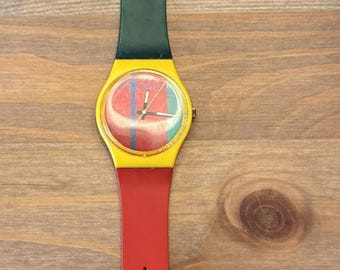 VTG 1985 Swatch Watch McGregor 34mm Tested Stranger Things New Battery 5344P Men