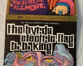 Bill Graham BG 95 96 Double Postcard Mailer Fillmore 1967 Byrds B.B. King Rare