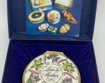 Halcyon Days Mother's Day 1984 Enamel Trinket Pill Box Booklet Presentation Box