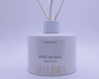 Mint Mosaik Reed Diffusor | Essenza Weiß | Aromatherapie Wohnkultur | Duftöl | Ätherisches Öl Diffuser