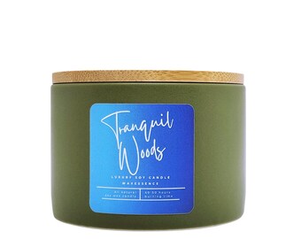 Tranquil Woods | Soy Wax Luxury Candle | Sage Ceramic Tumbler 7.1 fl oz | Soy Wax Melts
