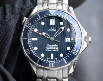 OMEGA Seamaster SMP Diver Date Blue Ceramic Steel James Bond Automatic Set 2531.8