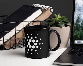 Black Cardano Mug white dots