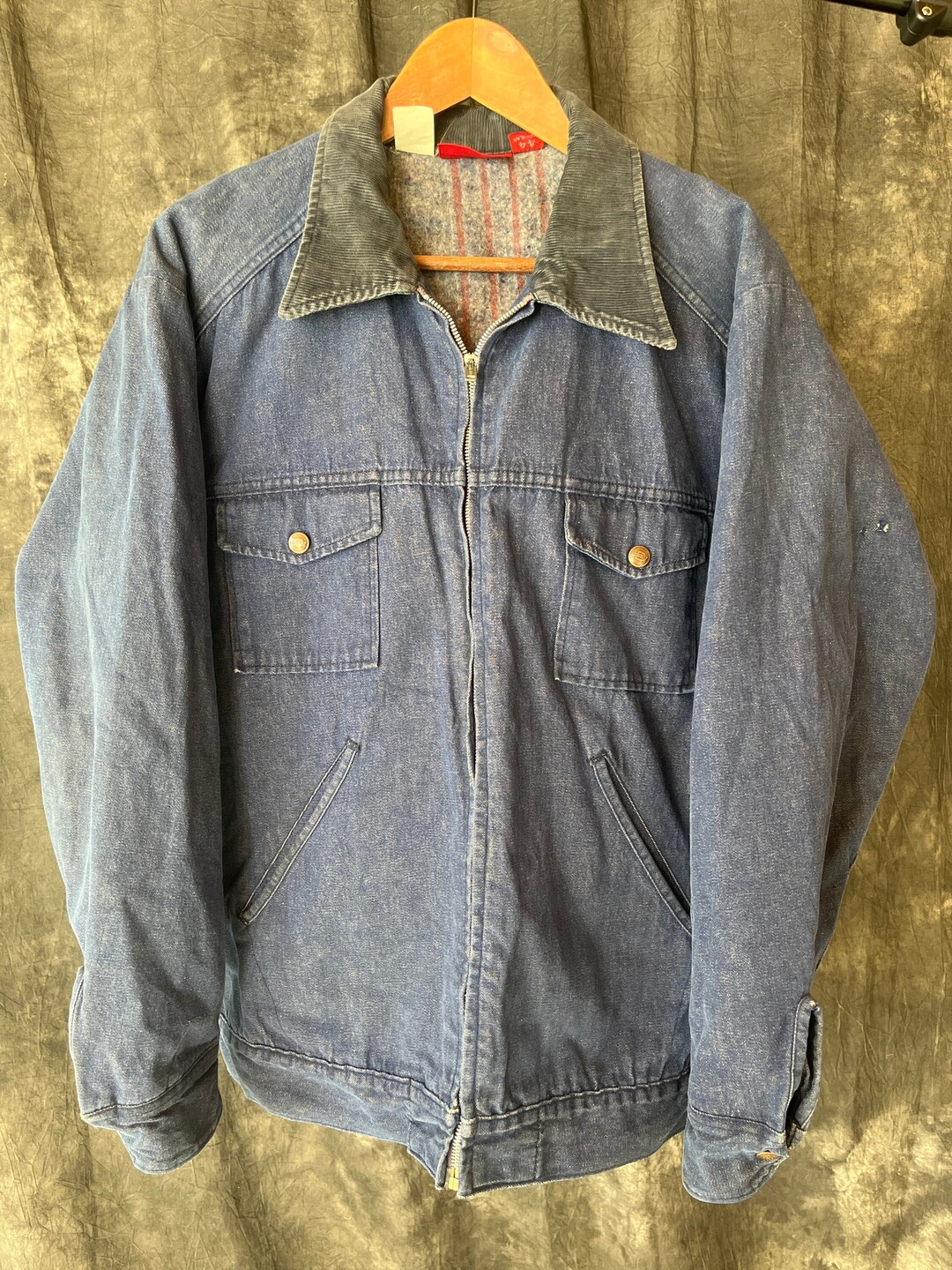 Dickies Blanket Lined Denim Jacket Mens 44R Etsy