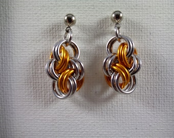Double Cloud Cover Chainmail Earrings; Chain Mail Earrings; Chainmaille Earrings; Chain Maille Earrings; Dangling Chainmail Earrings