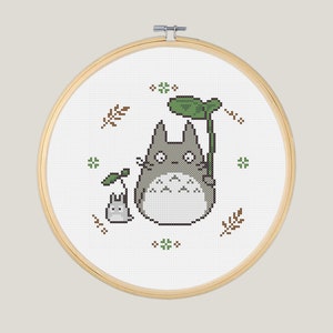 Anime Floral Leaf, Forest Cross Stitch, Baby Cross Stitch Pattern, Nursery Embroidery - Cross Stitch - PATTERN
