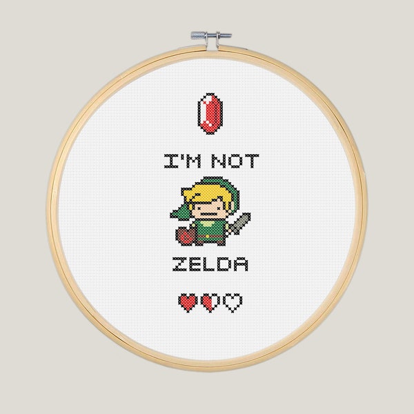 Link 'I'm not Zelda' Cross Stitch - PATTERN