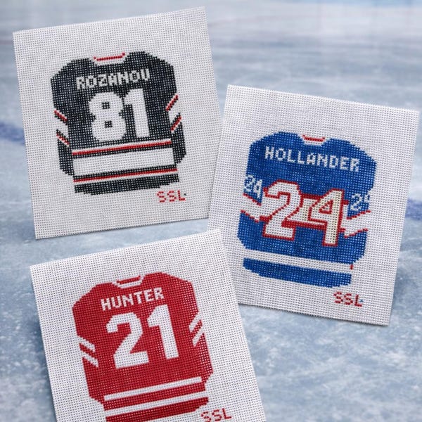 Heated Rivalry Inspired Jerseys-Hunter, Hollander, Rozanov| Handpainted Needlepoint Canvas|Canvas Only