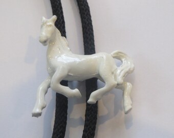 Horse Bolo Tie Handcrafted Pewter Tone Horsehead MOP Bolo Tie IC Lot C