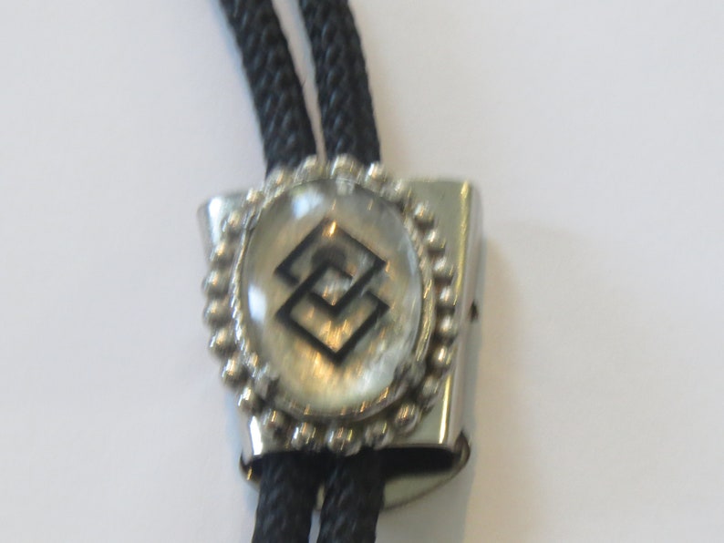 Costume Silver Tone Beaded Double Square Bolo Tie IC Lot 17 Beaded Bolo Tie