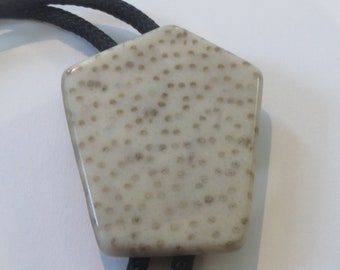 Handcrafted Speckled Stone Bolo Tie: Cowboy Necklace, 36" Cord IC Lot 32