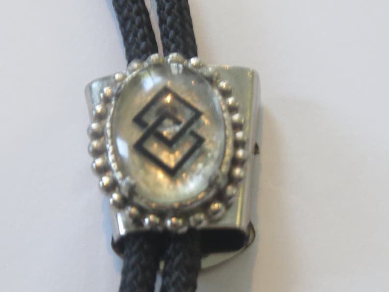 Costume Silver Tone Beaded Double Square Bolo Tie IC Lot 17 Beaded Bolo Tie