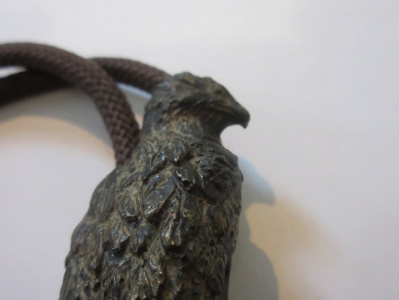 Eagle Bolo Tie, Vintage Bronze Metal Eagle Hawk B… - image 3