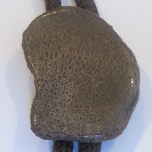 Brown Stone Bolo Tie-Gifts for Her-Handcrafted Western Multi Brown Tone Porous Tourist Stone Slab Piece Bolo Tie IC Lot S