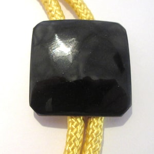 Handcrafted Black Modernist Enamel on Shaped Metal Diamond Shield Bolo Tie IC Lot 50