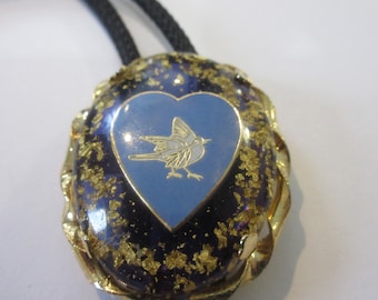 Dove Bolo Tie - Gold Tone Bird in Heart, Women's Western Jewelry IC Lot A1