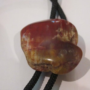 Red Stone Bolo Tie-Gifts for Her-Polished Red Brown Gray Tone Oval Stone Bolo Tie IC Lot C