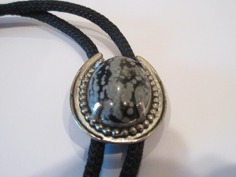 Snowflake Obsidian Bolo Tie, Handcrafted Black White Snowflake Obsidian ...