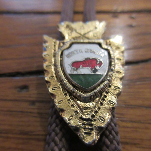 North Dakota Bolo Tie-Gifts for Him- Vintage North Dakota Buffalo Bison Wilderness-Gifts for Him-Necktie-Mens Necklace-Bolo Tie IC Lot E