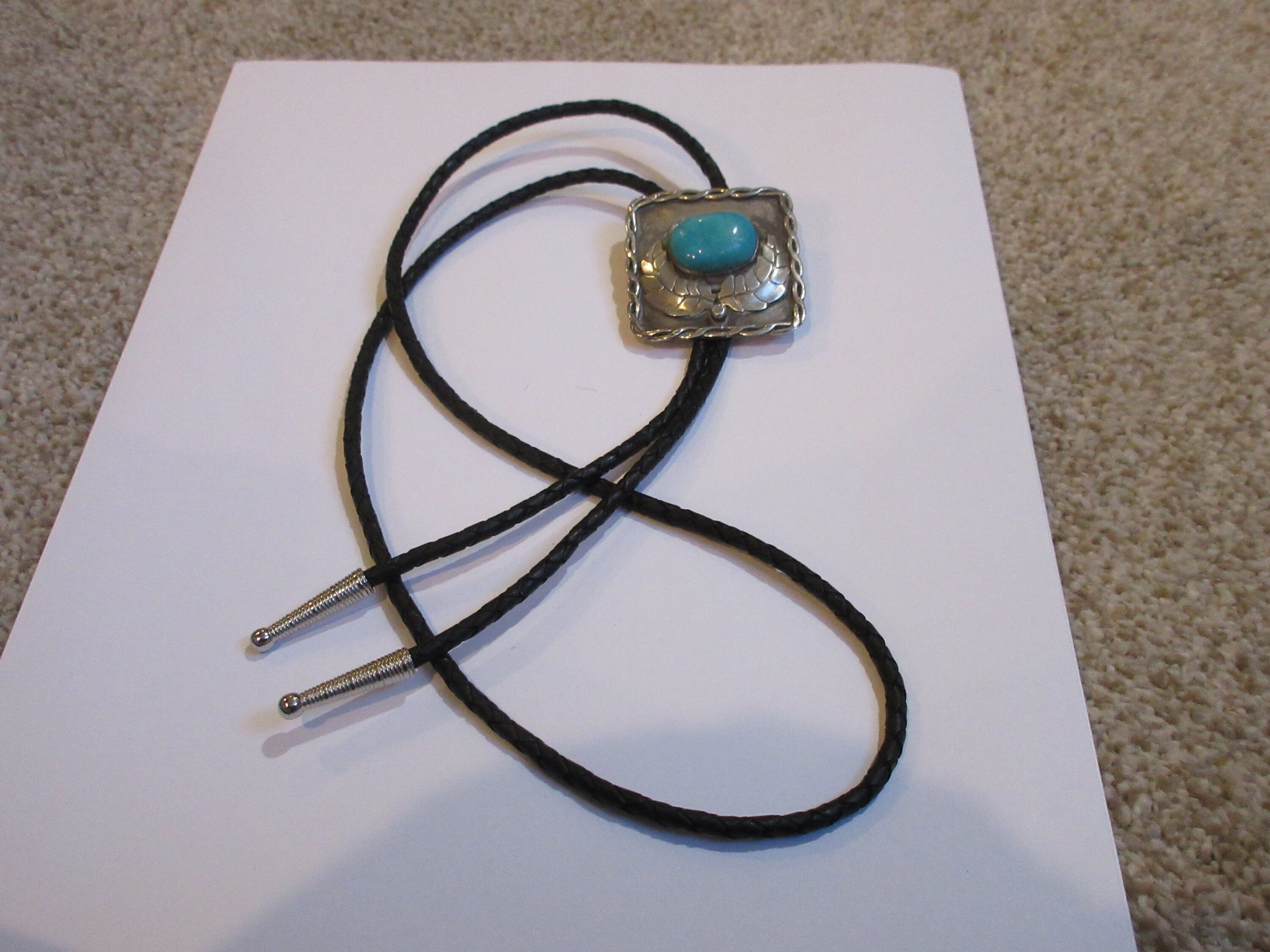 Turquoise Bolo Tie Gifts for Her Necktie Necklace Vintage Bennett C 31 Blue Green Turquoise Leaf Sterling Silver Shield Bolo Tie IC Lot L Etsy UK