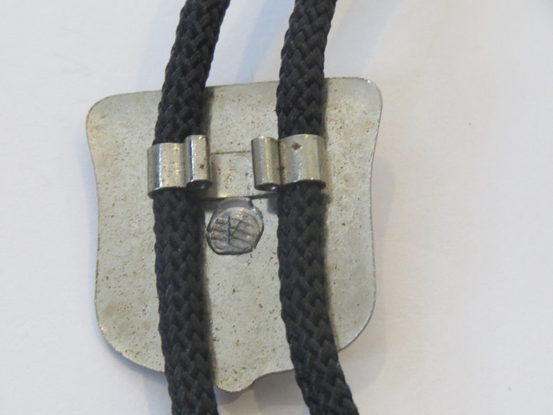 Horse Bolo Tie Costume Handcrafted Gold Tone Horse on Silver Tone Shield Bolo Tie IC Lot 3