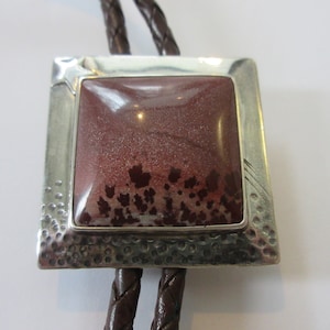 Corbata de bolo de piedra roja - Regalos para ella - Corbata de bolo vintage de plata de ley con imagen de ágata y óxido rojo beige, lote IC 50