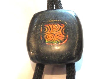 Costume Designs Bolo Tie – Weathered Red Designs in Black Acrylic, IC Lot 50
