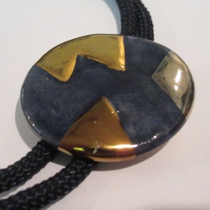 Ceramic Bolo Tie, Handcrafted Ceramic/Porcelain Round Multi Enamel Bolo Tie IC Lot