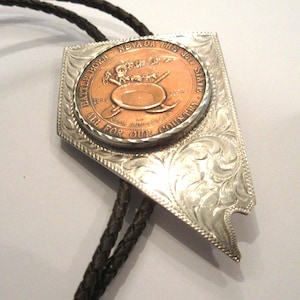Nevada Bolo Tie-Vintage Sterling Silver 36th State Nevada Signed Bolo Tie IC Lot G