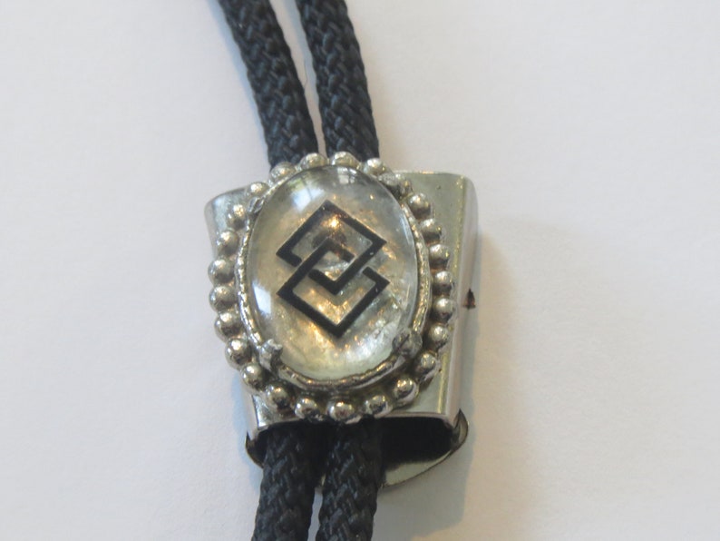 Costume Silver Tone Beaded Double Square Bolo Tie IC Lot 17 Beaded Bolo Tie