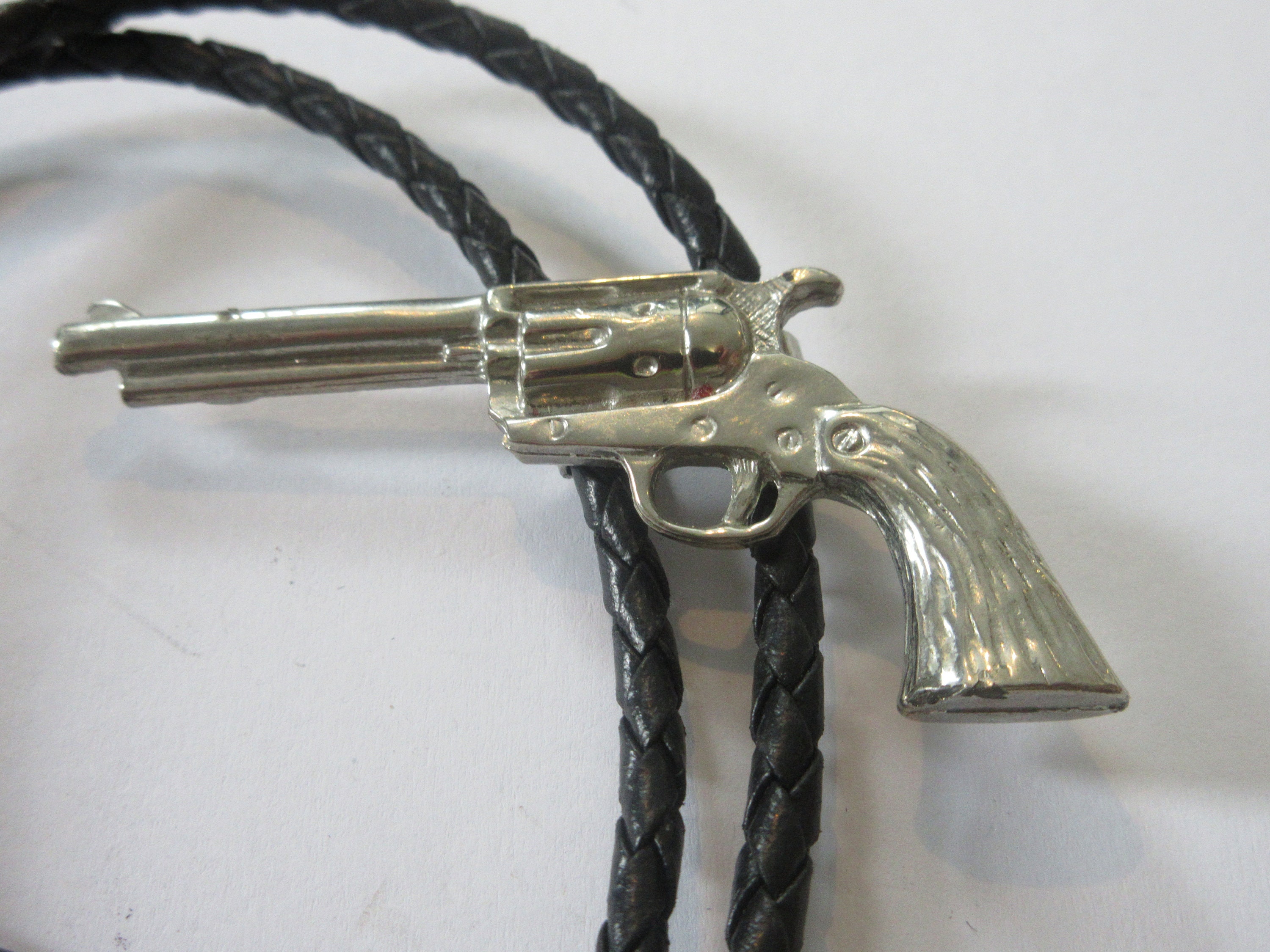 Gun Bolo Tie Handcrafted Silver Tone Large Gun NRA Weapon Etsy