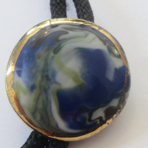 Swirls Bolo Tie-Gifts for Her- Ceramic Purple White Enamel Swirls Artistic Porcelain Round Bolo Tie IC Lot