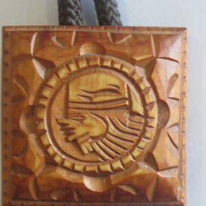 King Bolo Tie, Vintage Handcrafted King Crown Royal on Wood Bolo Tie IC Lot C1