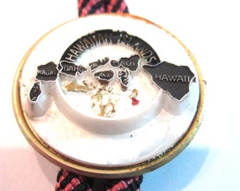 Corbata bolo vintage color dorado de las Islas Hawaianas Aloha Hula Dancer, lote IC 15