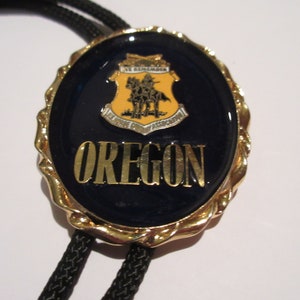 Calvary Bolo Tie, Oregon US Horse Calvary Association Enamel-Gifts for Him Necktie Mens Necklace- Bolo Tie IC Lot 28