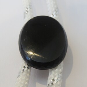 Black Bolo Tie-Gifts for Her-Handcrafted Small Polished Black Plastic Oval Bolo Tie IC  Lot J