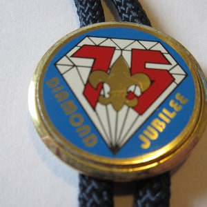 Scout Jamboree Bolo Tie, Vintage Boy Scout 75th National Scout Jamboree Jubilee Bolo Tie IC Lot K