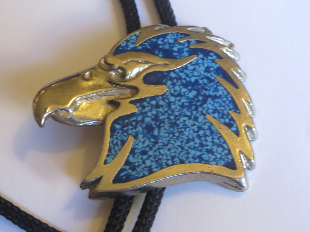 Turquoise Inlay Eagle Eagle Bolo Tie-gifts for Him-silver Tone Turquoise Inlay Aqua - Etsy