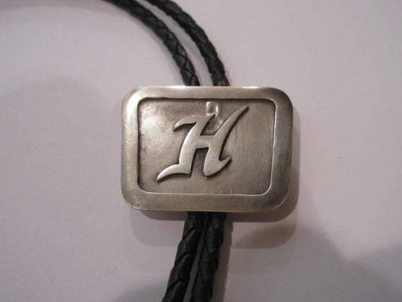 H Initial Bolo Tie-Taxco-Vintage Sterling Silver … - image 1