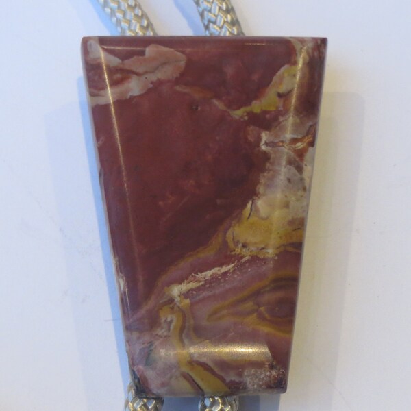 Corbata de bolo de piedra roja hecha a mano pulida multicolor rojo beige tono gris Corbata de bolo de piedra pulida IC Lote 1