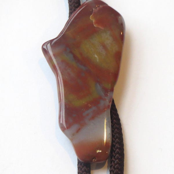 Corbata de bolo de piedra oxidada hecha a mano: piedra pulida roja, beige y gris IC Lote X