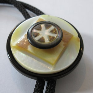 Artist Bolo Tie-Gifts for Her-Handcrafted Black Round Oval White Acrylic Artist Abstract Minimalist Bolo Tie IC Lot 29